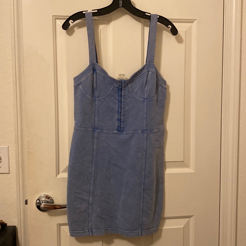 Form Fitting Cotton Party Dresses w/ Denim Look
